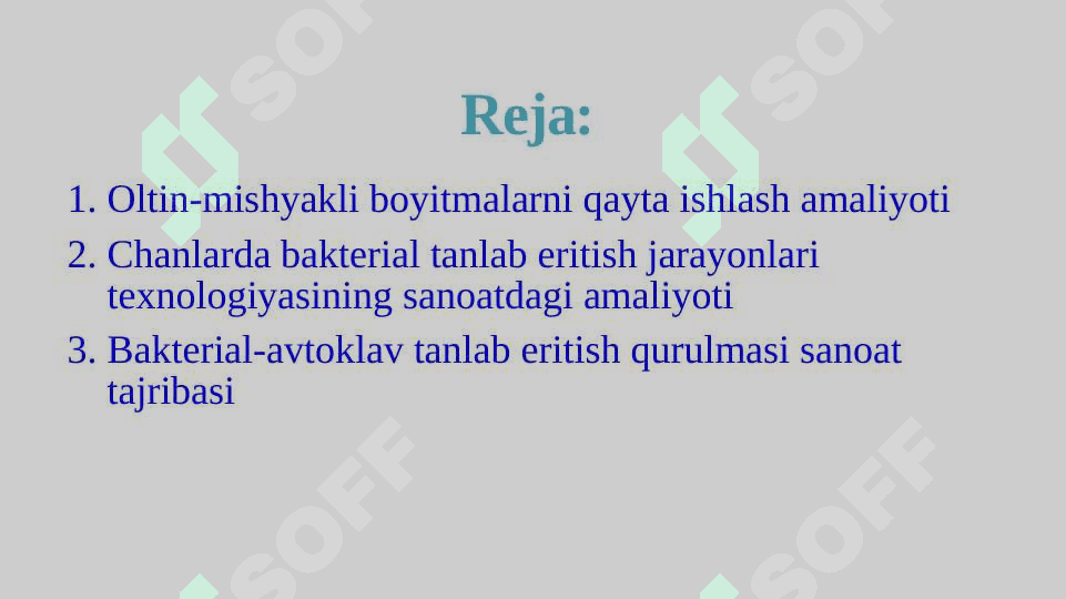 Oltin-mishyakli boyitmalarni qayta ishlash amaliyoti 2