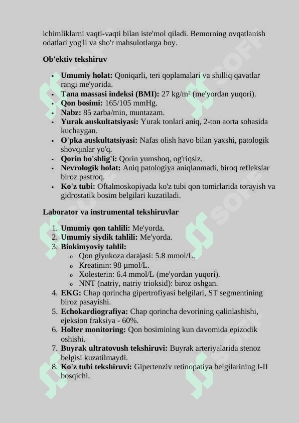 Arterial gipertenziya. Kasallik tarixi 2