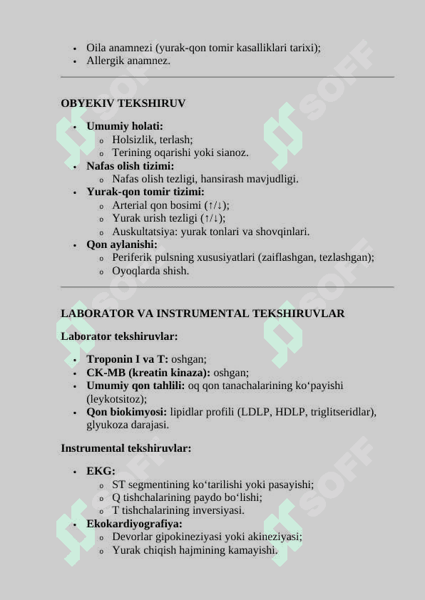 Miokard infarkti. Kasallik tarixi 2