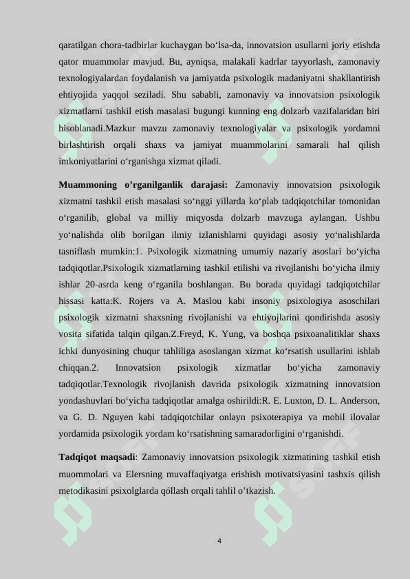 Zamonaviy innovatsion psixologik xizmatining tashkil etish muommolari 4