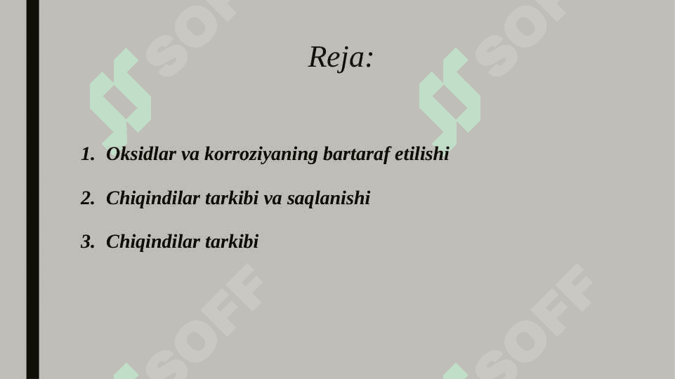 Temir chiqindilariga qo'yiladigan talablar,cho'yan temir tersak va chiqindilarni hosil bo'lishi ishlatilishi va qayta ishlovchi agregatlarni tasniflanishi 2