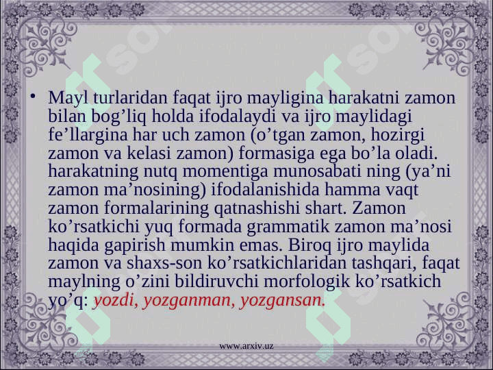 Fe’lning tuslanishli va tuslanishsiz formalari 4