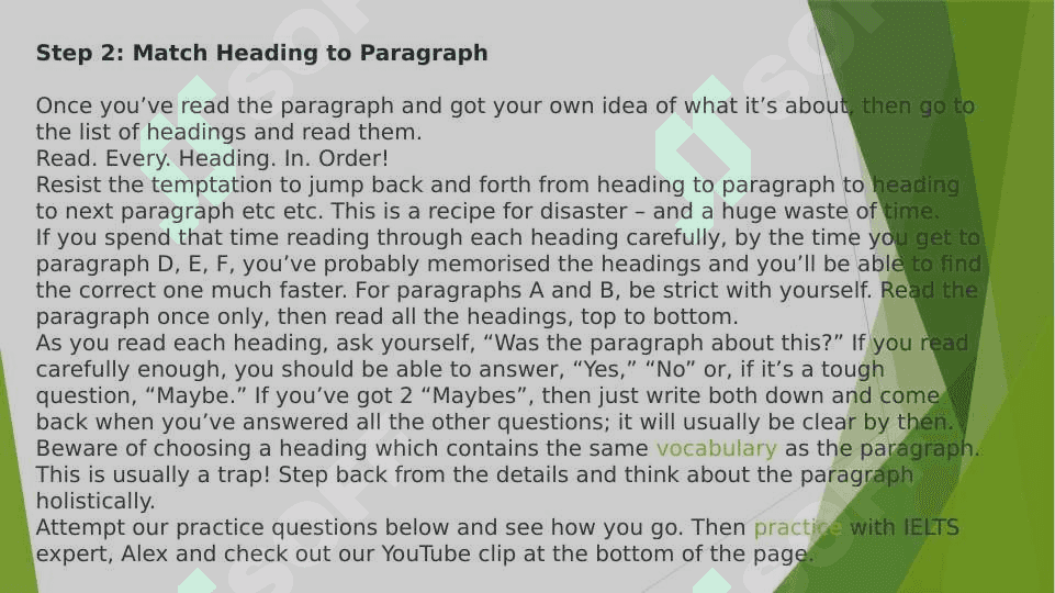Reading: Matching Heading 3
