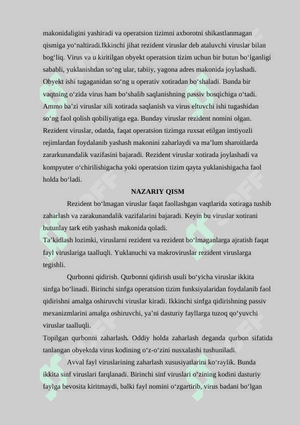 Kompyuter viruslari va virusdan himoyalanish muammolari. 6