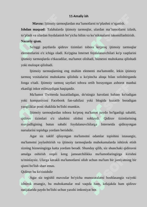 Ijtimoiy tarmoqlardan ma’lumotlarni to‘plashni o‘rganish. 2