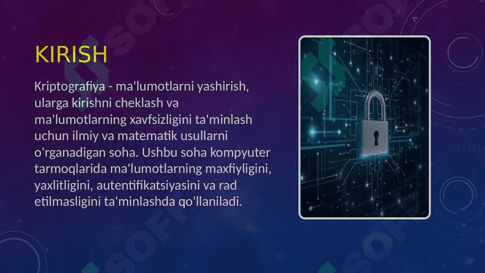 Kriptografik ximoya tushunchasi va kriptografik algoritmlar tahlili. 3