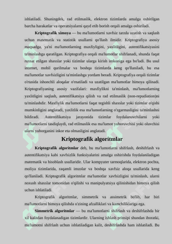 Kriptografik ximoya tushunchasi  va kriptografik algoritmlar taxlili. 4