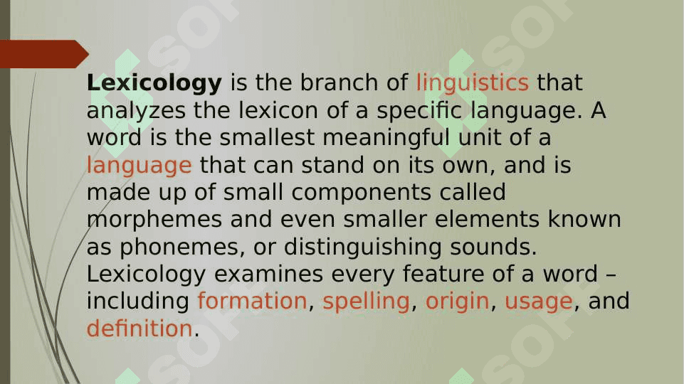 Lexicology as a branch of linguistics 2