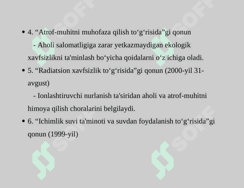 Gigiyena sohasida asos bo‘luvchi qonunchilik hujjatlari 3