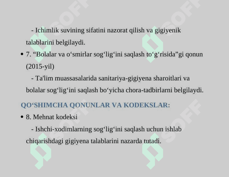 Gigiyena sohasida asos bo‘luvchi qonunchilik hujjatlari 4