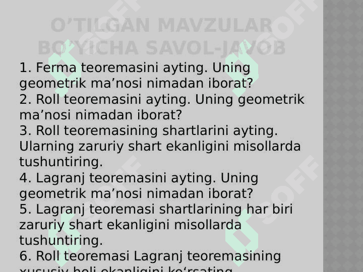 Koshi teoremasi. Lopital qoidasi 3