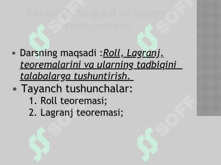 Roll teoremasi. Lagranj teoremasi 4