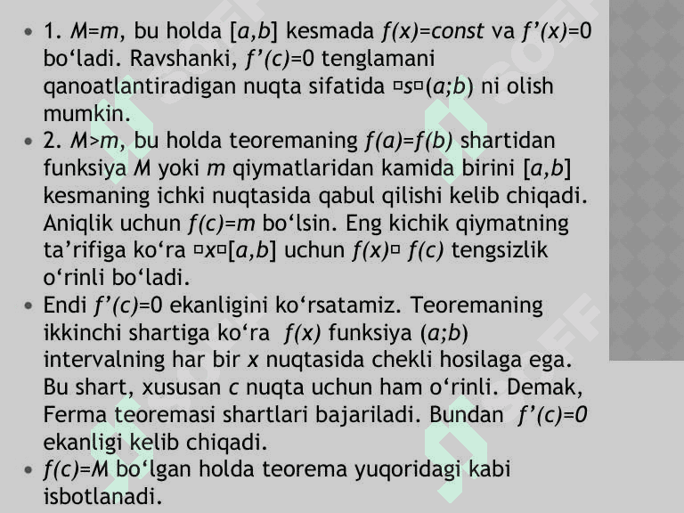 Roll teoremasi. Lagranj teoremasi 7