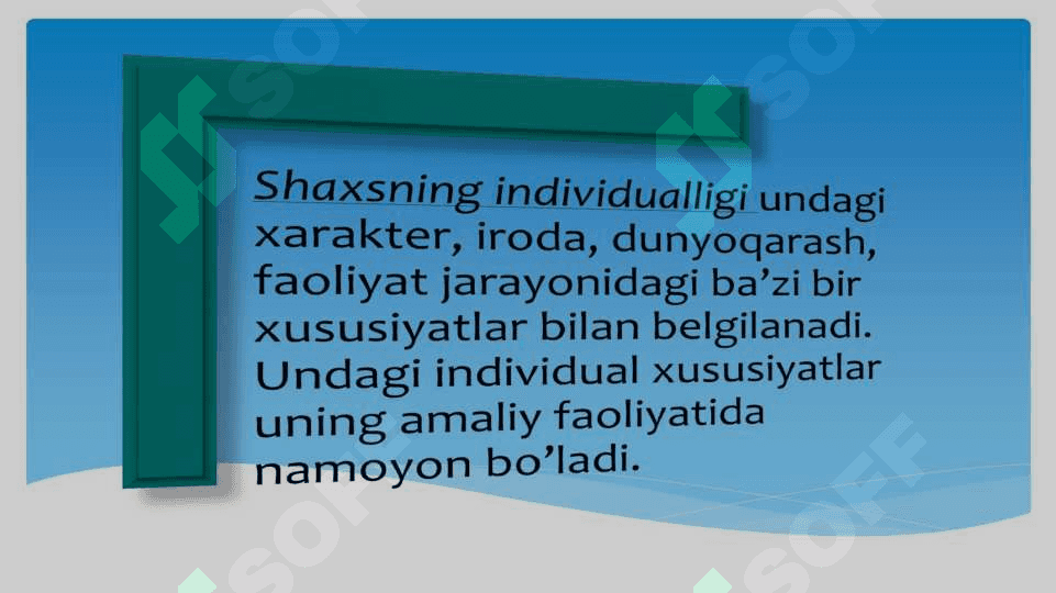 Shaxs va uning mohiyati, shaxs haqida tushuncha, shaxsni oʻrganishda turlicha yondashuvlar 6