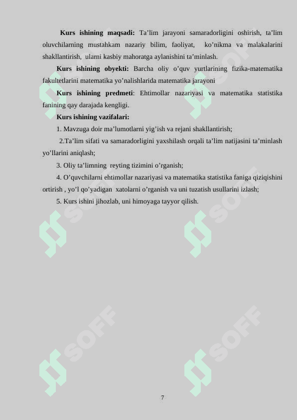 Uzluksiz tasodifiy miqdorlarning taqsimot va zichlik funksiyalari. 7