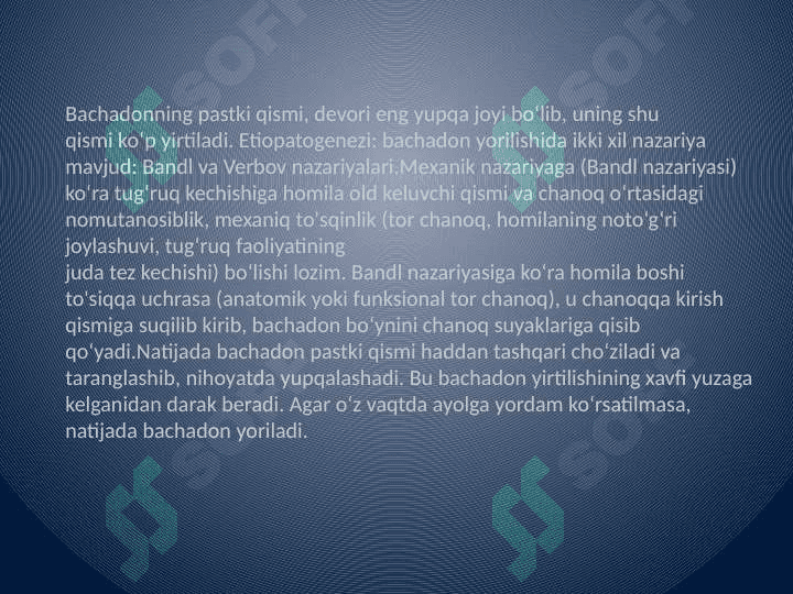 Bachadon devorini
 yorilishi 6