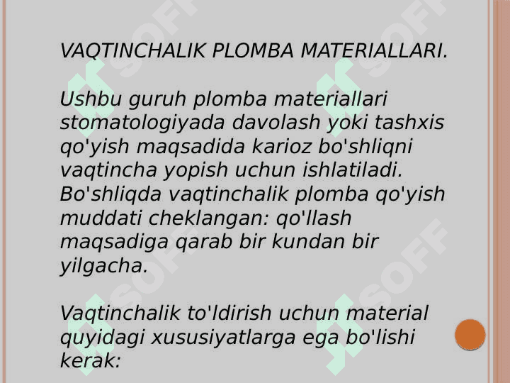 Vaqtinchalik plomba
 ashyolari 2
