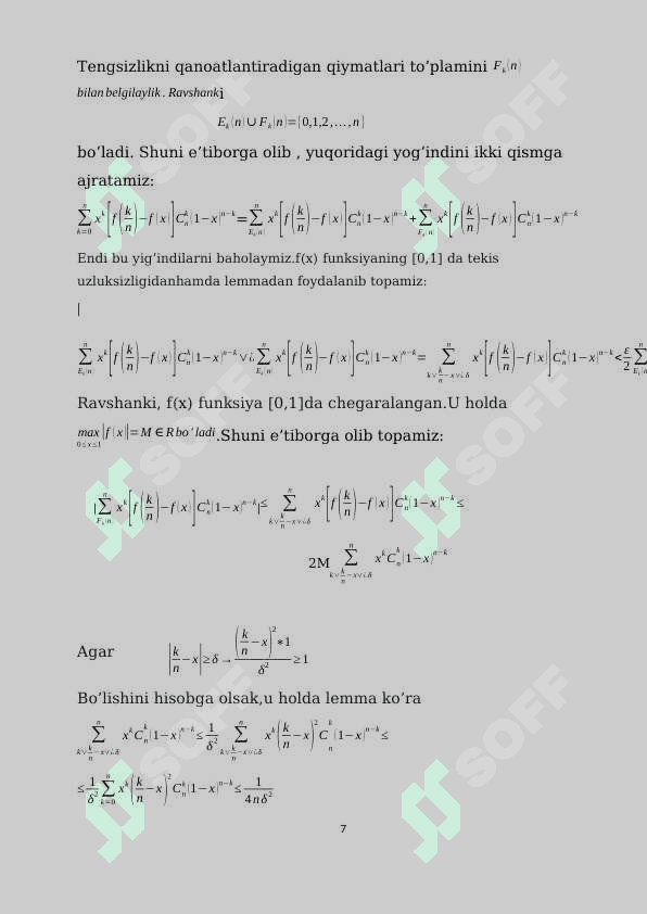 Uzluksiz funksiyani ko`p had bilan yaqinlashtrish 7