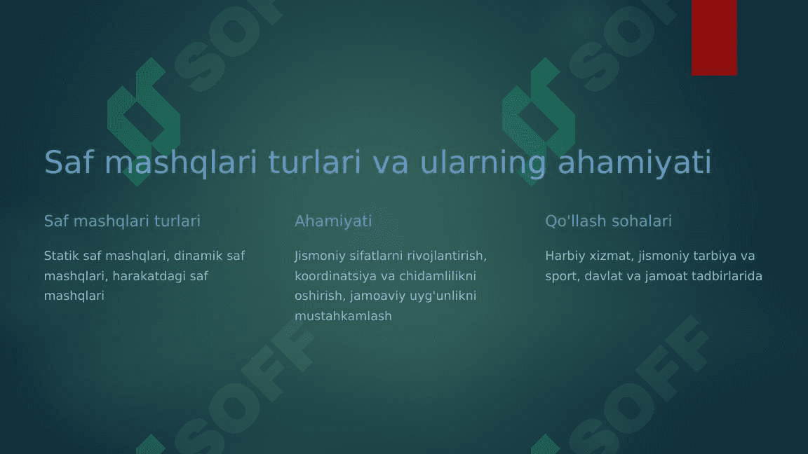 Gimnastika saf mashqlari va harakatdagi saf mashqlari 4
