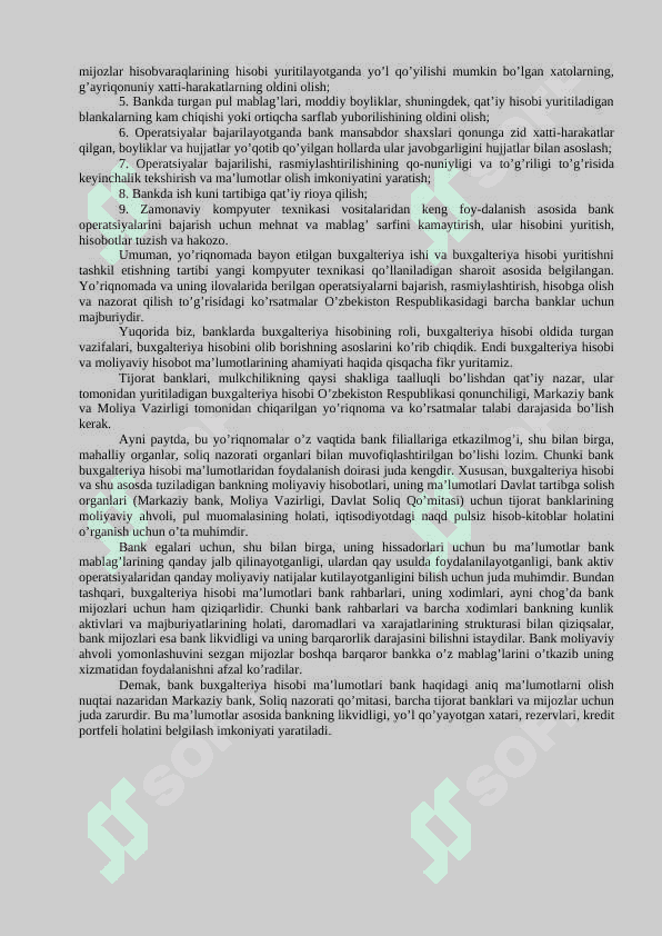BANKLARDA BUXGALTERIYA HISOBINI TASHKIL QILISH ASOSLARI. BANKLARNING HISOBVARAQLAR REJASI 2