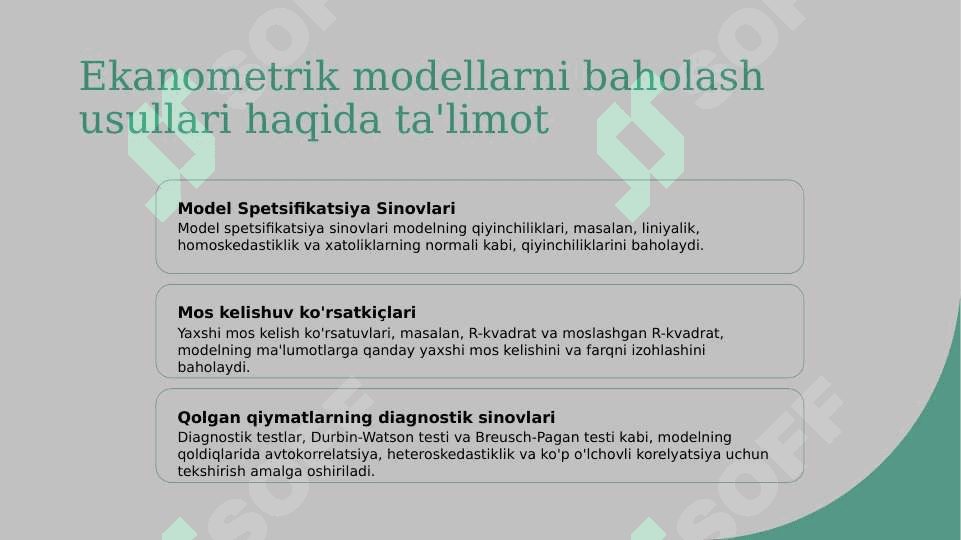 Ekanometrik modellarni  baholash mezonlari 2
