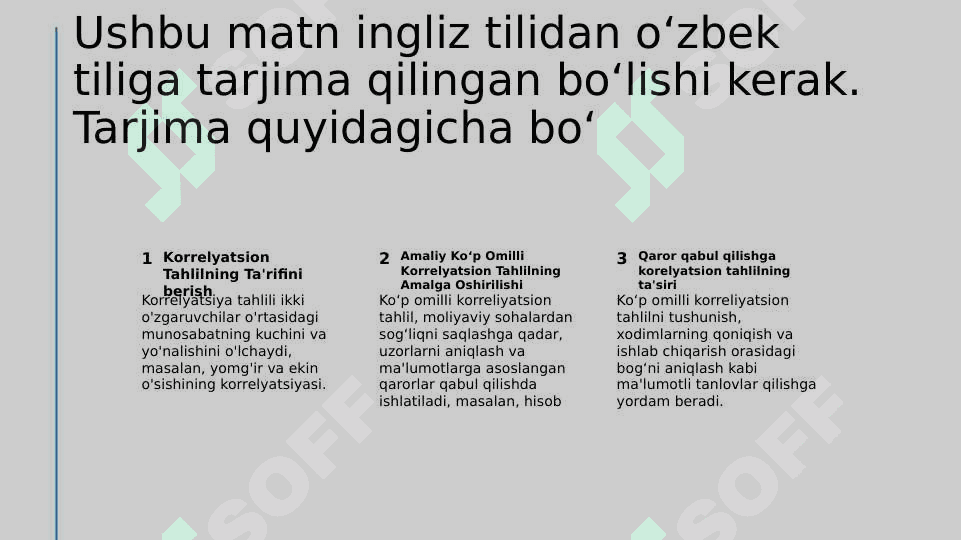 Koʻp omilli korreliyatsion tahlilni amalga oshirish tartibi 3