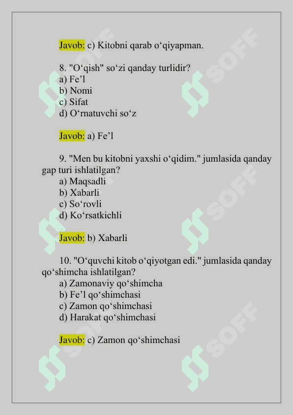 Ona tili test 3