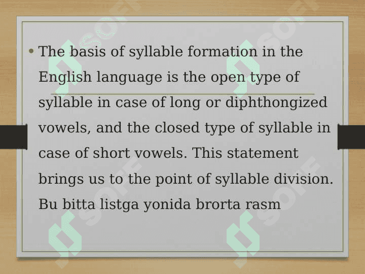 Syllable formation and syllable division 2