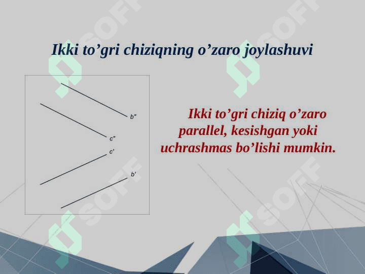 Ikki to’g’ri chiziqning o’zaro joylashuvi 3