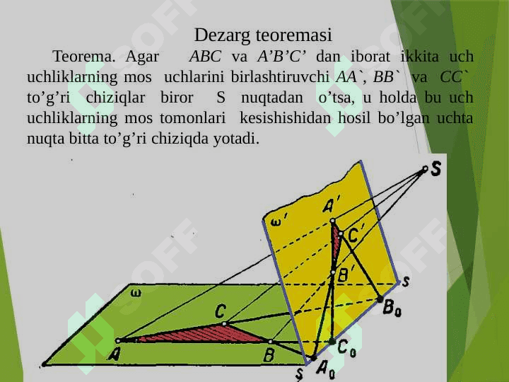 Ikkilik prinsipi. Dezarg teoremasi va uning tatbiqlari 6