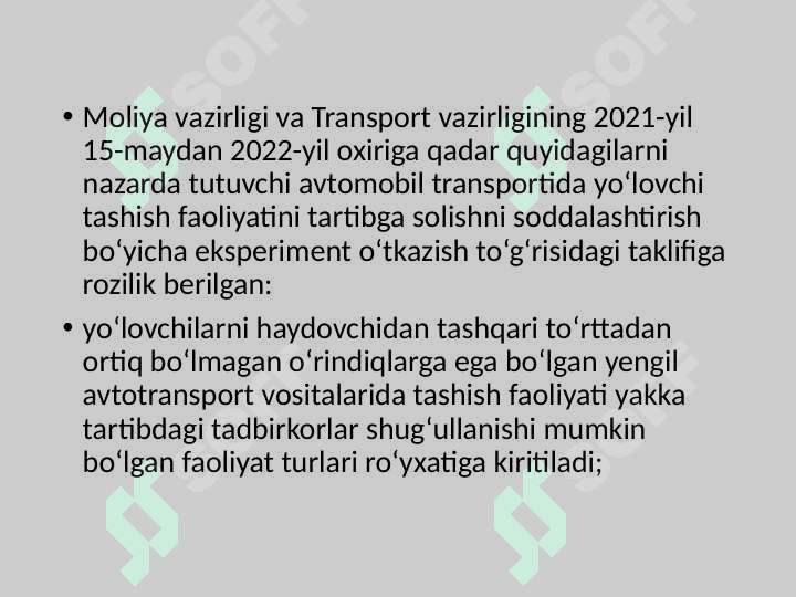 Yengil avtomobil taksilarda yo'lovchi tashish 2