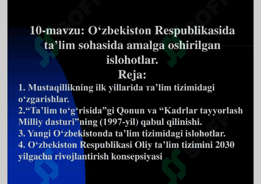 O'zbekiston Respublikasida ta'lim sohasida amalga oshirilgan islohotlar 2