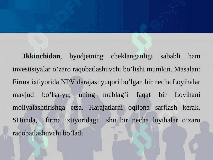 Rаqоbаtlаshuvchi invеstisiya lоyihаlаrini bаhоlаsh 6