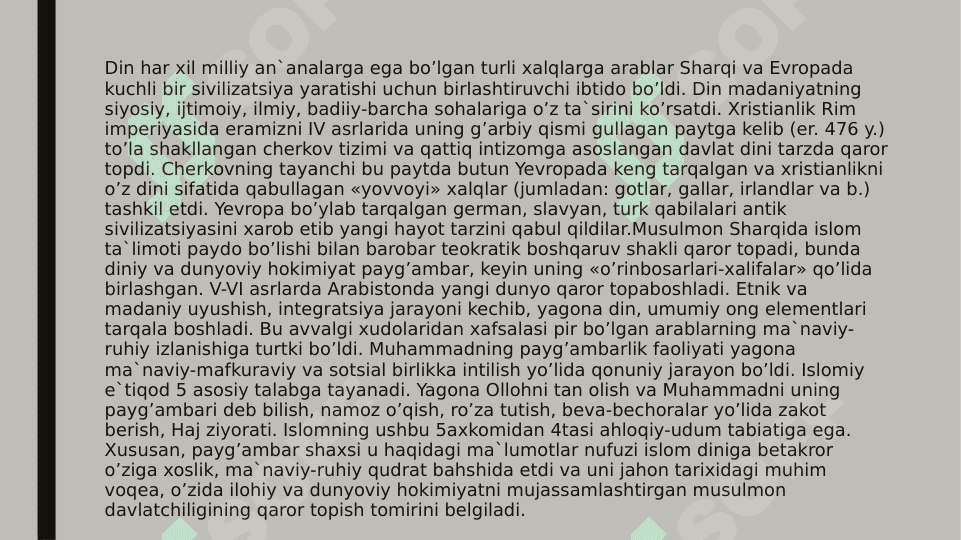 Diniy madaniy an'analarning jamiyat taraqqiyotiga ta'siri.Sog'lik oliy qadriyat. 4