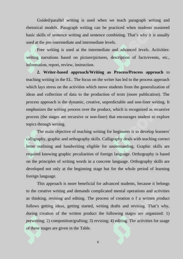 Advantages and disadvantages of a process apporach to teaching writing 6