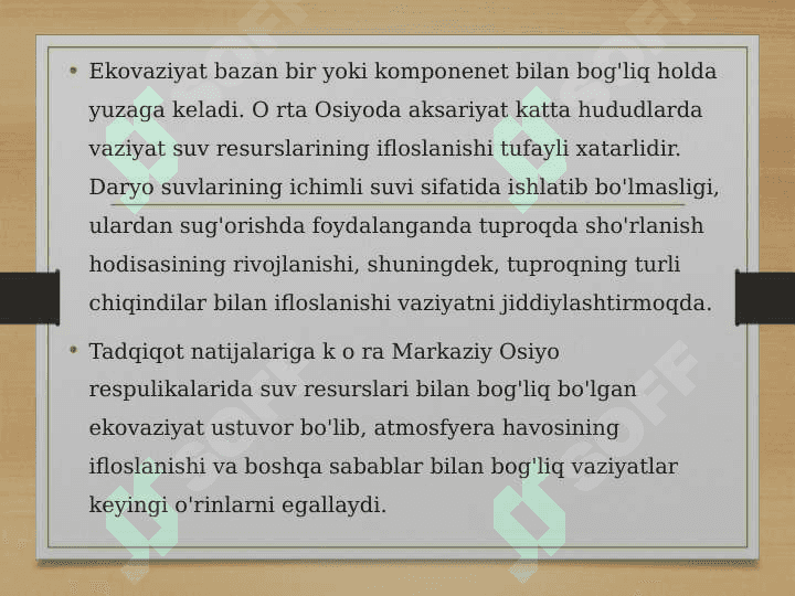 Oʻrta Osiyo mintaqasidagi ekologik ahvol 8