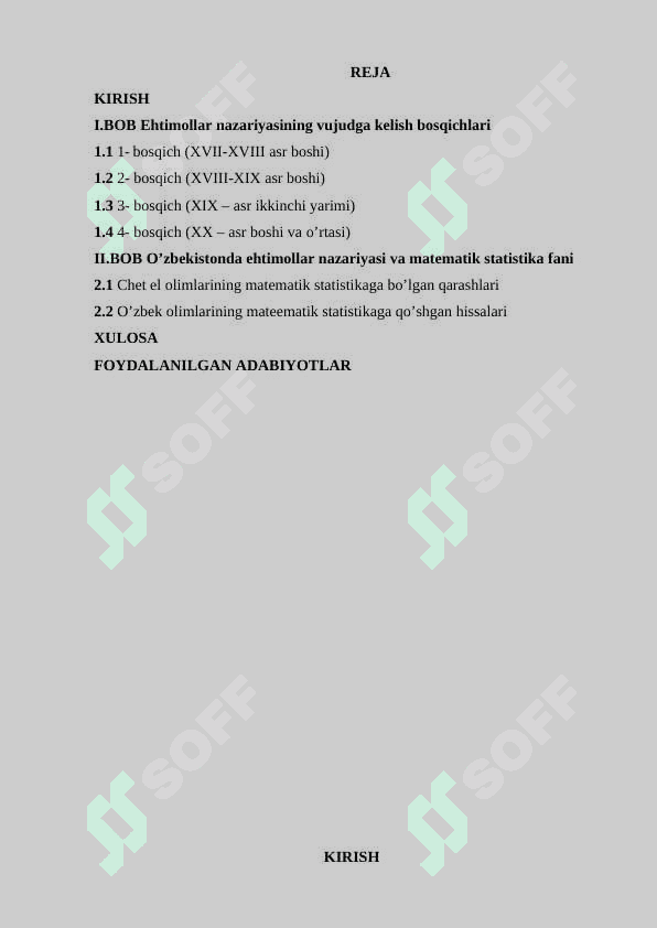 Ehtimollar nazariyasi va matematik statistika faniga kirish 2