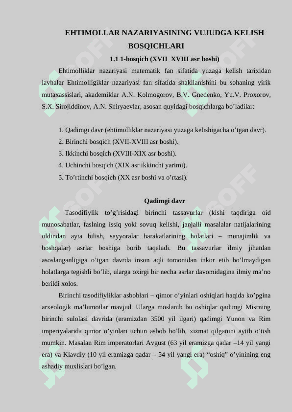 Ehtimollar nazariyasi va matematik statistika faniga kirish 5