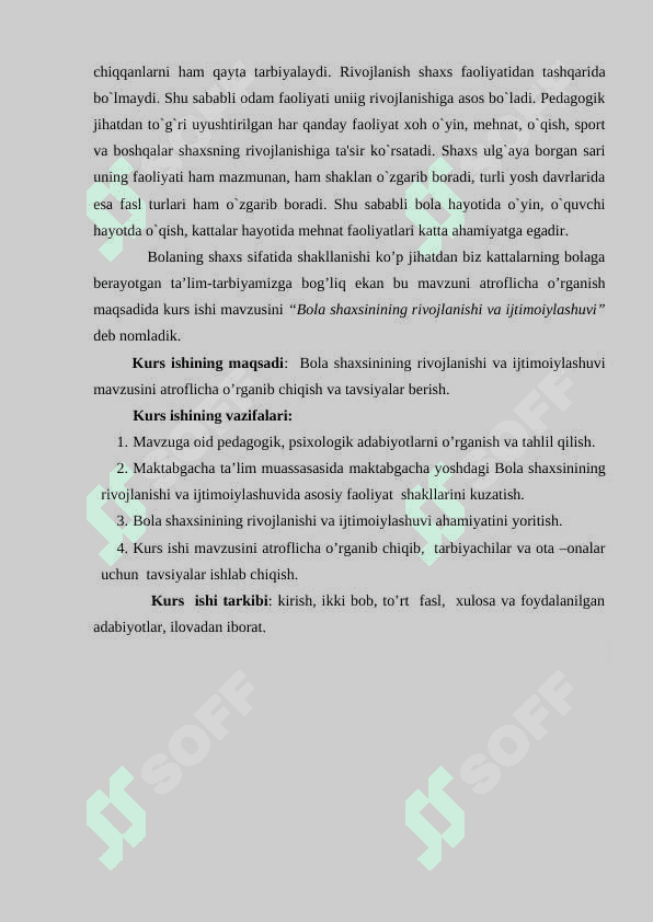 Bola shaxsinining rivojlanishi va ijtimoiylashuvi - KURS ISHI 4