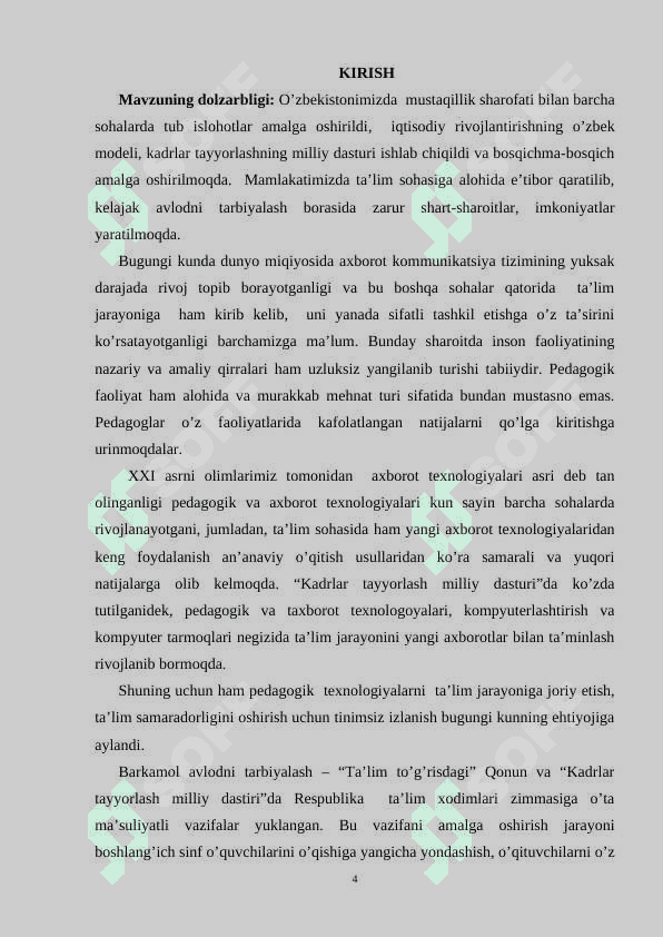 Boshlang'ich ta'lim o'quv dasturidagi husnixat darslarining vazifalari - KURS ISHI 3