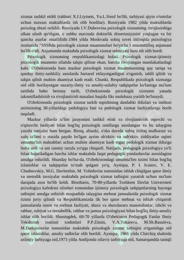 Ijtimoiy sohalarda psixologik xizmatning rivojlanishi  -   КУРС ИШИ 7