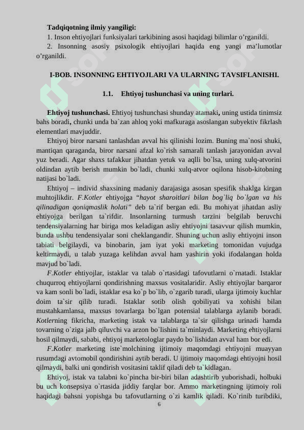 Insonning ehtiyojlari -  КУРС ИШИ 6