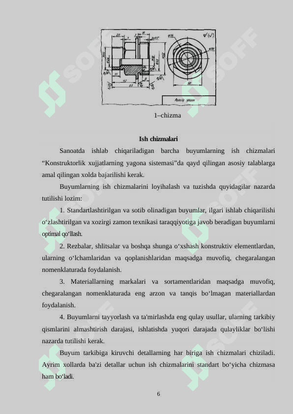 Ish chizmalari va ularga quyilgan talablar  - KURS ISHI 6