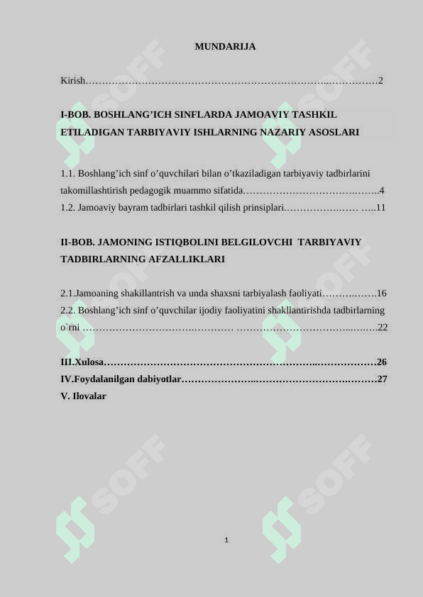 Jamoani istiqbolini belgilovchi tarbiyaviy tadbirlarni tashkil etish usullari - KURS ISHI 2