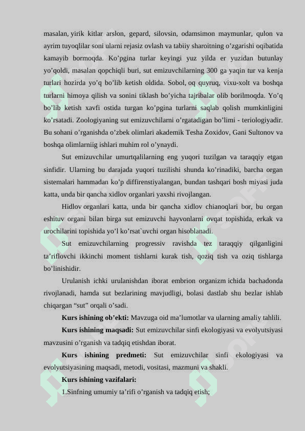 sut emizuvchilar sinfi ekologiyasi va evolyutsiyasi.docx 3