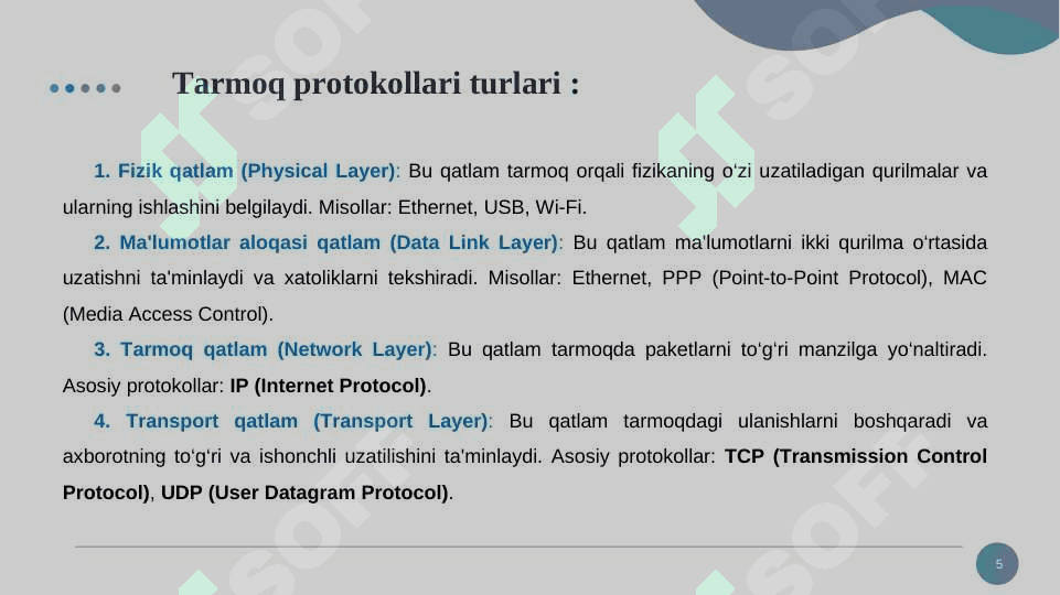 Tarmoq protokollari 5