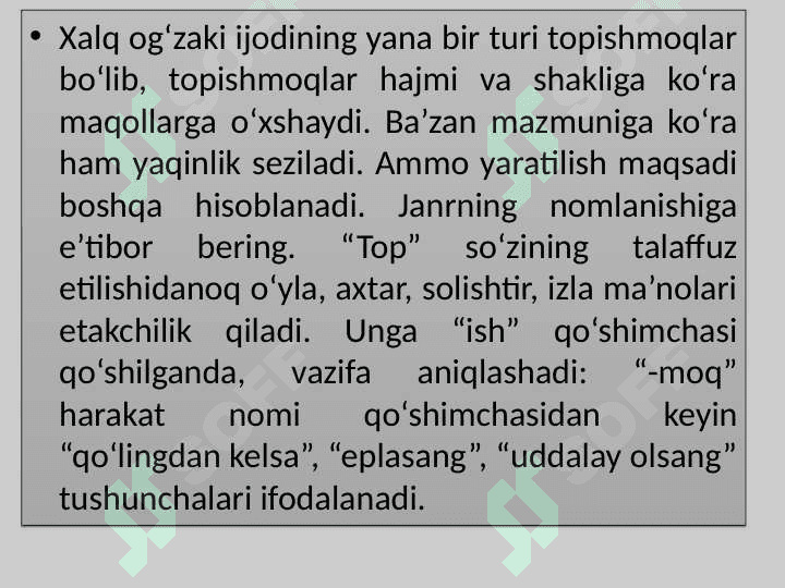 O‘zbek xalq og‘zaki ijodi: xalq maqollari, topishmoqlari, qo‘shiqlari va xalq dostonlari 7