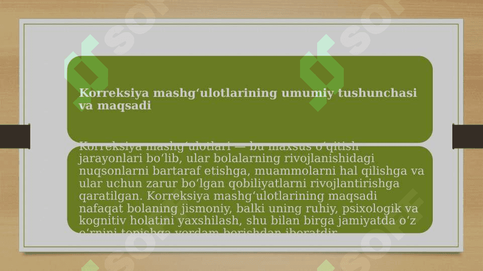 Turli xil turdagi korresiya mashg'ulotlarini o'tkazish metodikasi 3