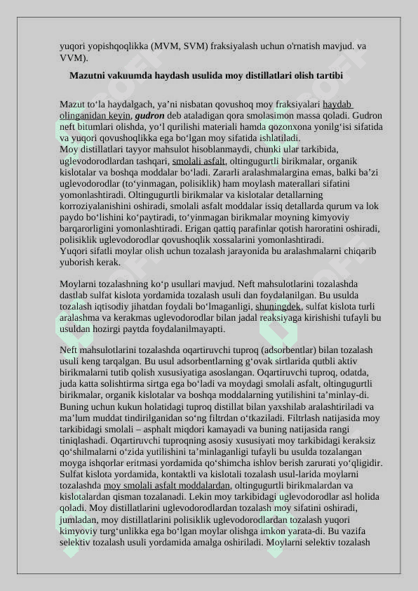 Moy distillatlari olishda suv bug`i bosimini avtomatik boshqarish 8
