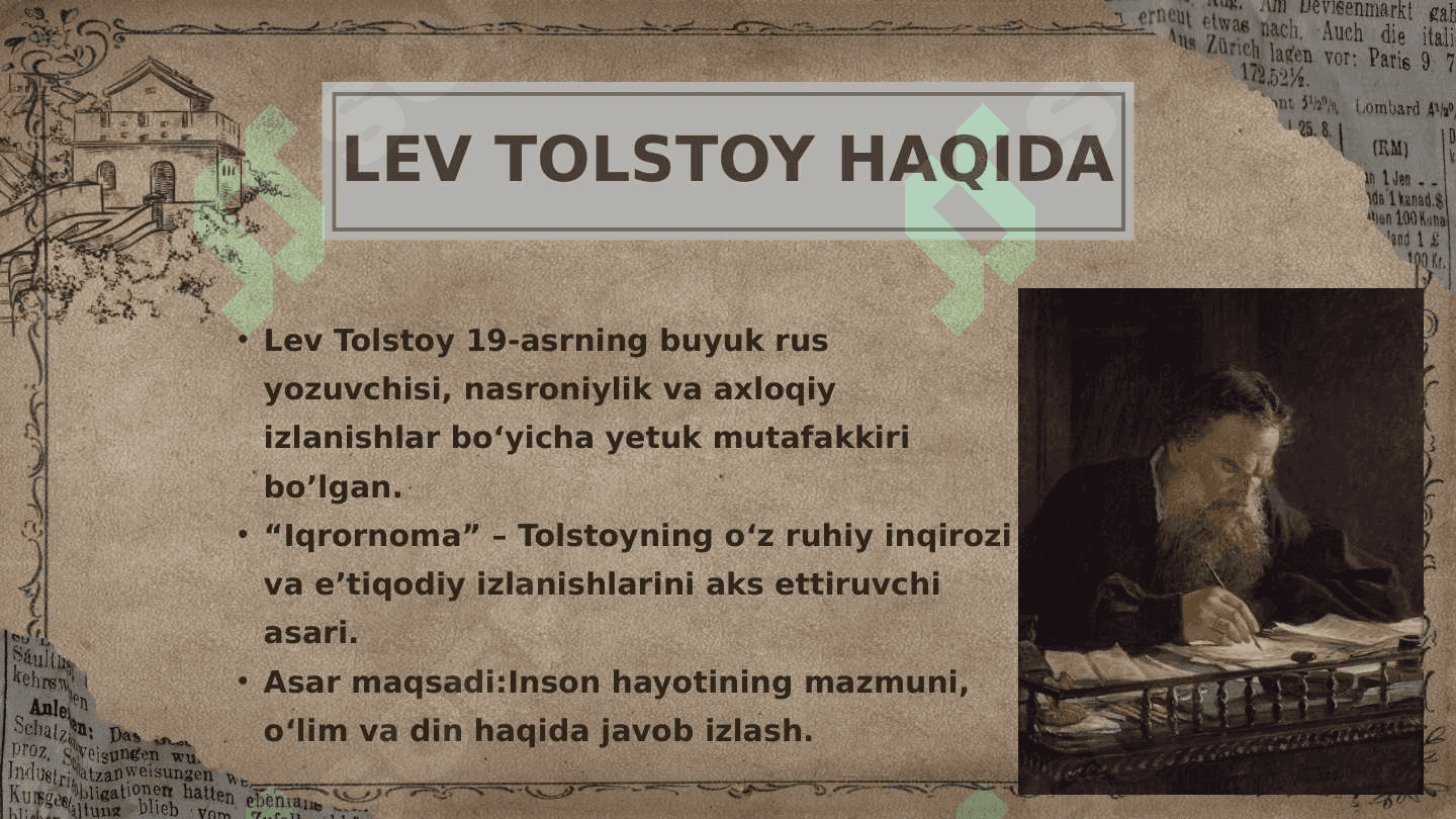 Lev Tolstoyning “Iqrornoma” asari 3